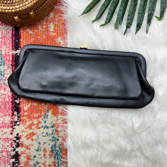 Vintage Black Faux Leather Clutch - Picture 1 of 6